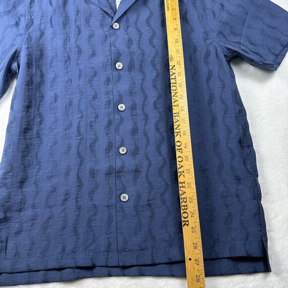 Madewell Mens Relaxed Short Sleeve Textured Button-Up Jacquard Shirt Navy XS NWT - Picture 7 of 12